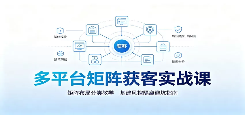 多平台矩阵获客实战课：矩阵布局分类教学，基建风控隔离避坑指南 - 52网创-52网创