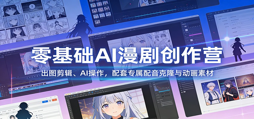 零基础AI漫剧创作营:出图剪辑、AI操作,配套专属配音克隆与动画素材-52网创