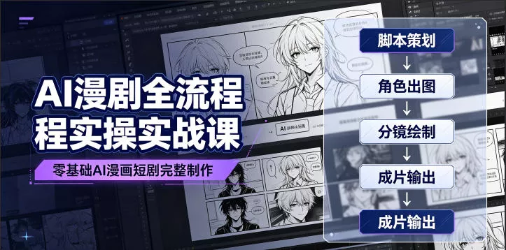 AI漫剧全流程实操实战课｜零基础AI漫画短剧完整制作、脚本出图成片全链路落地教程 - 52网创-52网创