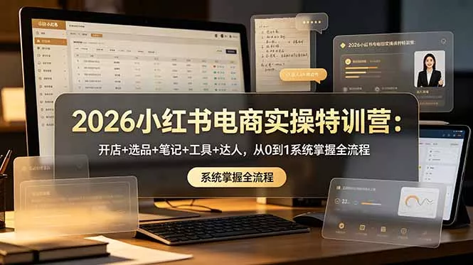 2026小红书电商实操特训营：开店+选品+笔记+工具+达人，从0到1系统掌握全流程 - 52网创-52网创