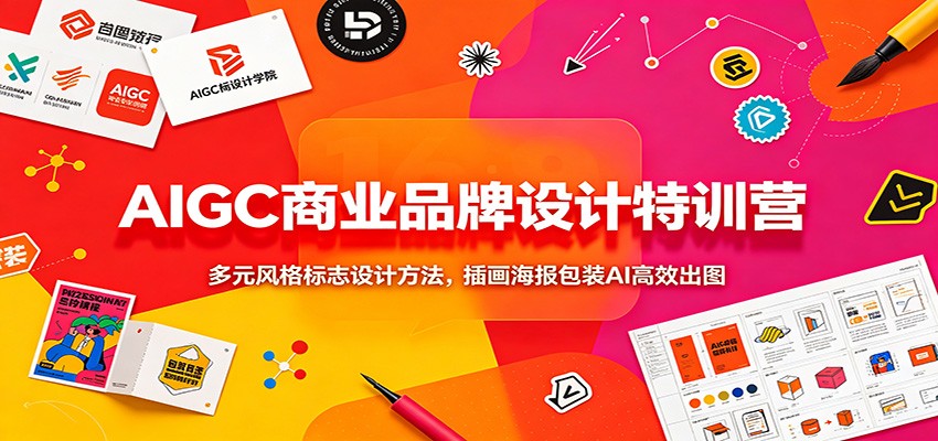 AIGC商业品牌设计特训营：多元风格标志设计方法，插画海报包装AI高效出图 - 52网创-52网创