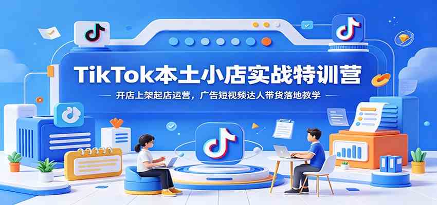 TikTok本土小店实战特训营：开店上架起店运营，广告短视频达人带货落地教学 - 52网创-52网创