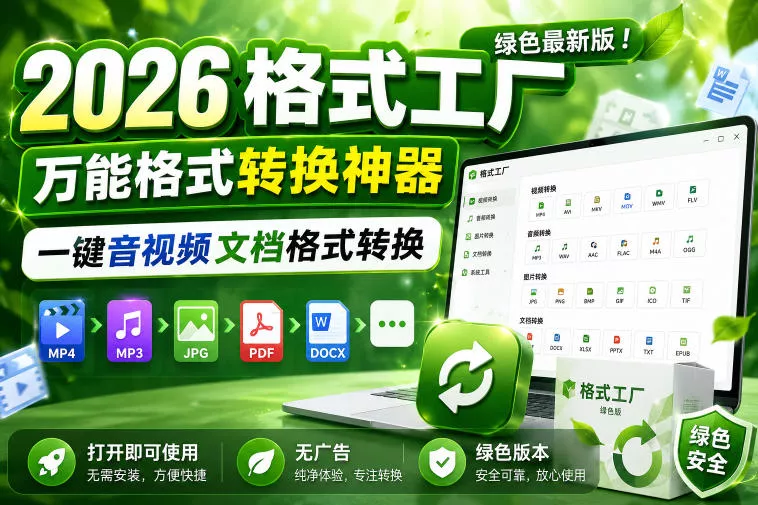2026格式工厂绿色最新版！万能格式转换神器，一键音视频文档格式转换，打开即可使用，无广告绿色版本 - 52网创-52网创