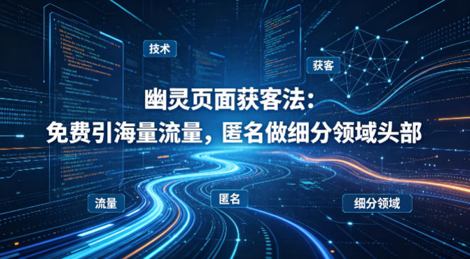 用懂技术！幽灵页面获客法：免费引海量流量，匿名做细分领域头部 - 52网创-52网创