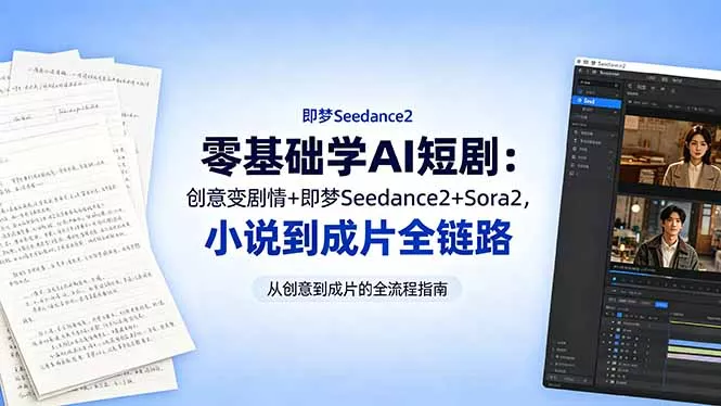 零基础学AI短剧：创意变剧情+即梦Seedance2+Sora2，小说到成片全链路 - 52网创-52网创