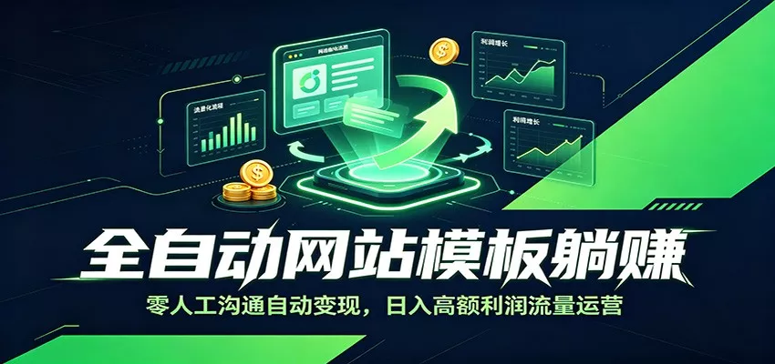 全自动网站模板躺赚：零人工沟通自动变现，日入高额利润流量运营 - 52网创-52网创