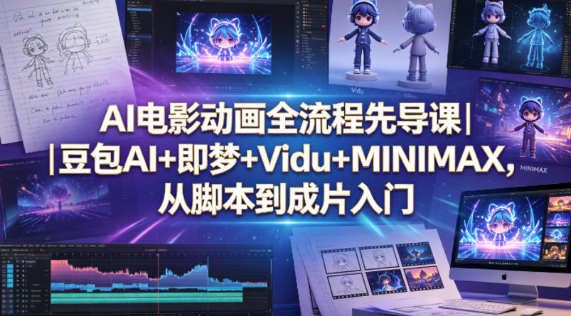 AI电影动画全流程先导课｜豆包AI+即梦+Vidu+MINIMAX，从脚本到成片入门-52网创