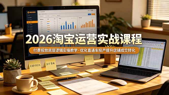 （19075期）2026 淘宝运营实战课程，付费投放底层逻辑实操教学，优化直通车投产提升店铺成交转化 - 52网创-52网创