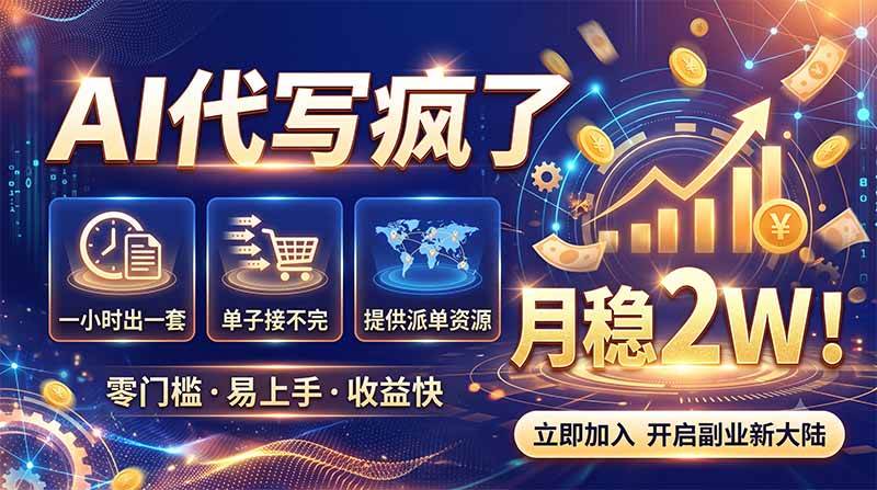 （19788期）2026捡钱副业：AI写稿一单5张，免费派单群，0门槛直接干 - 52网创-52网创