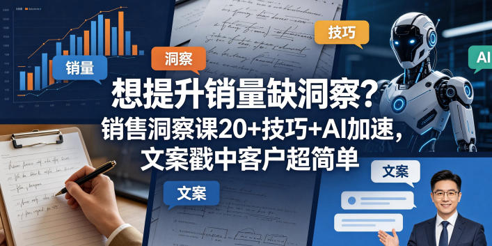 想提升销量缺洞察？销售洞察课20+技巧+AI加速，文案戳中客户超简单【原创双语字幕】 - 52网创-52网创