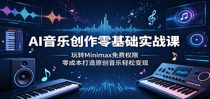 AI音乐创作零基础实战课：玩转Minimax免费权限，零成本打造原创音乐轻松变现 - 52网创-52网创