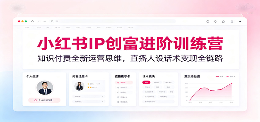 小红书IP创富进阶训练营：知识付费全新运营思维，直播人设话术变现全链路 - 52网创-52网创