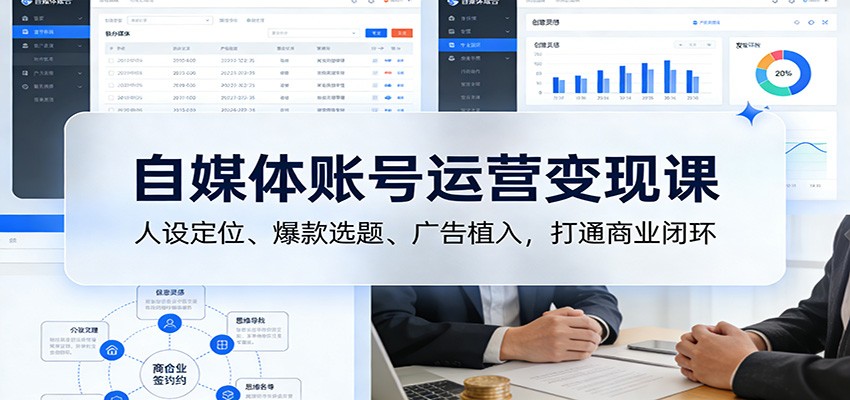 自媒体账号运营变现课:人设定位、爆款选题、广告植入,打通商业闭环-52网创