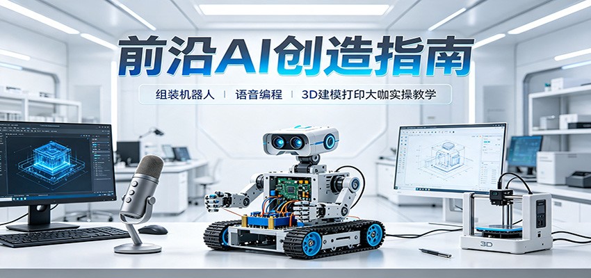 前沿AI创造指南：组装机器人、语音编程、3D建模打印大咖实操教学-52网创
