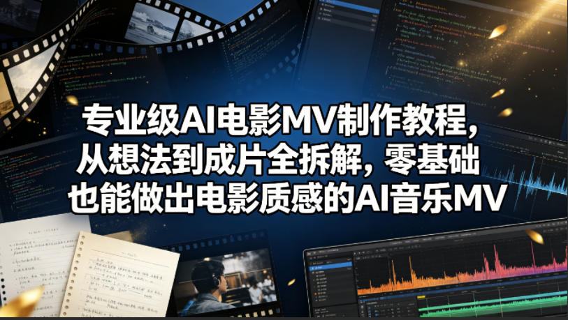 专业级AI电影MV制作教程，从想法到成片全拆解，零基础也能做出电影质感的AI音乐MV-52网创