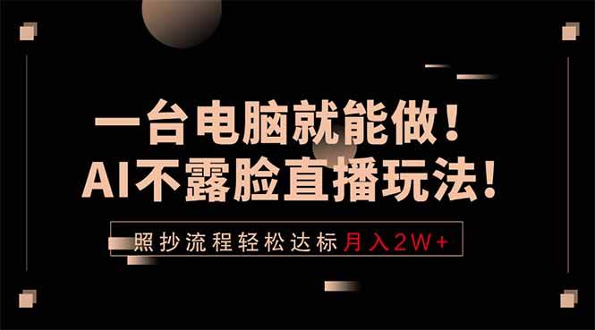 （18472期）一台电脑就能做！AI不露脸直播玩法，照抄流程轻松达标月入2W+ - 52网创-52网创