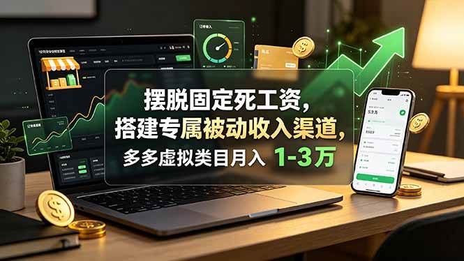 （19166期）摆脱固定死工资，搭建专属被动收入渠道，多多虚拟类目月入 1-3 万 - 52网创-52网创
