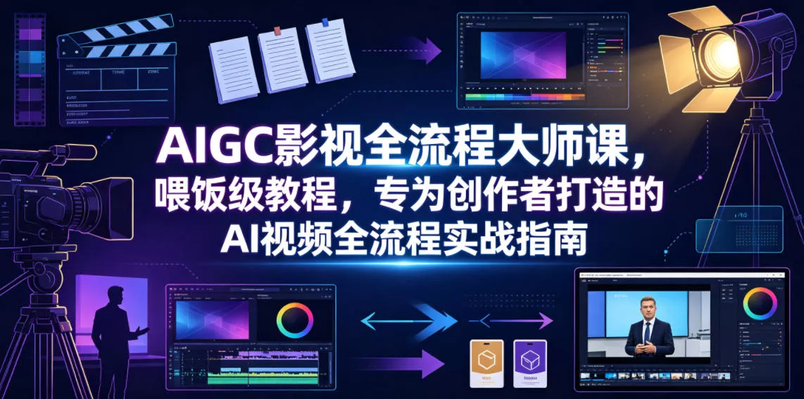 AIGC影视全流程大师课，喂饭级教程，专为创作者打造的AI视频全流程实战指南-52网创