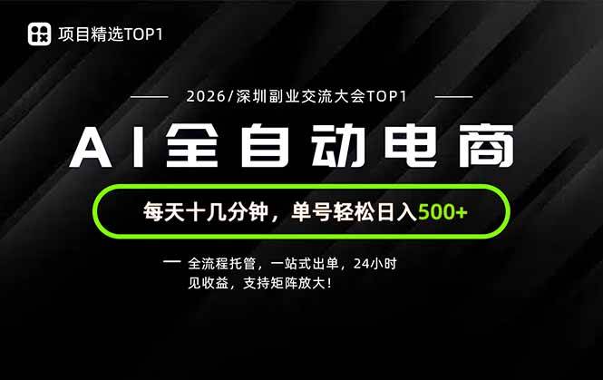 （19783期）副业精选TOP1，全流程托管，24小时见收益，单号轻松日入500+ - 52网创-52网创