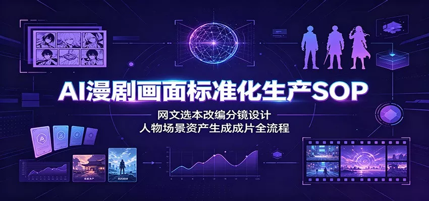 AI漫剧画面标准化生产SOP：网文选本改编分镜设计，人物场景资产生成成片全流程 - 52网创-52网创