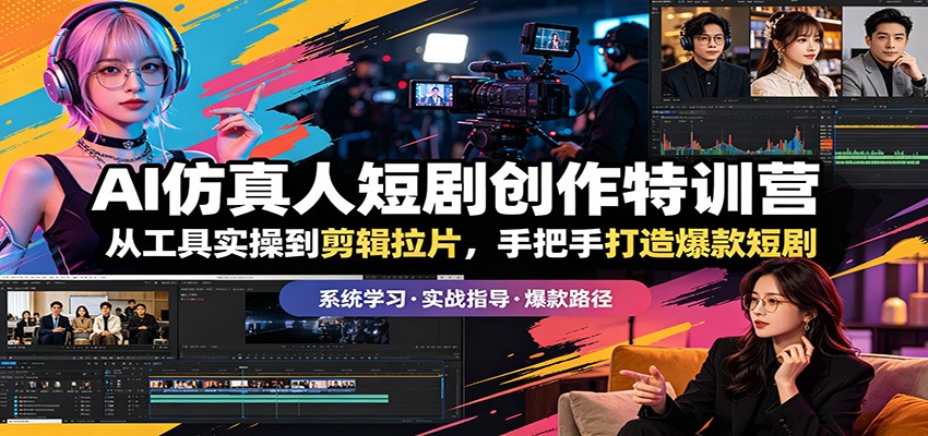 AI仿真人短剧创作特训营：从工具实操到剪辑拉片，手把手打造爆款短剧 - 52网创-52网创