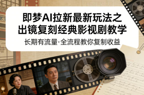 即梦AI拉新最新玩法之出镜复刻经典影视剧教学，长期有流量，全流程教你复制收益 - 52网创-52网创