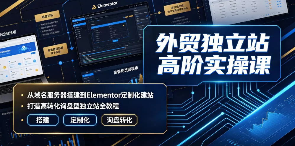 外贸独立站高阶实操课｜从域名服务器搭建到Elementor定制化建站，打造高转化询盘型独立站全教程 - 52网创-52网创