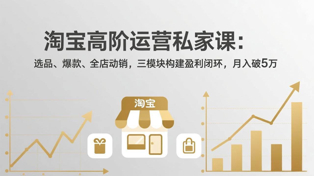 （17944期）淘宝高阶运营私家课（更新26年4月）：选品、爆款、全店动销，三模块构建盈利闭环，月入破5万 - 52网创-52网创