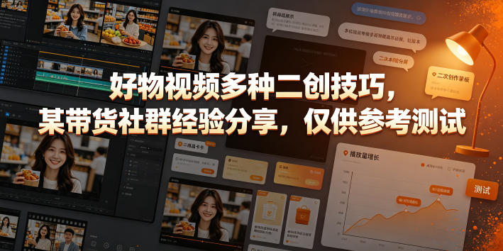 好物视频多种二创技巧，某带货社群经验分享，仅供参考测试 - 52网创-52网创