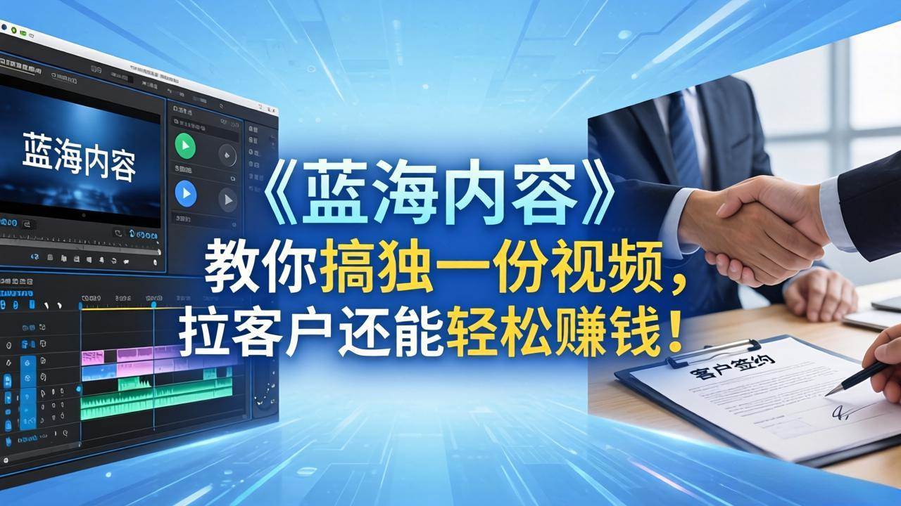 （18301期）做视频卷不动了？《蓝海内容》教你搞独一份视频，拉客户还能轻松赚钱！-52网创