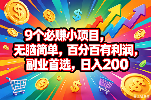 （18623期）9个必赚钱的小项目，百分百会赚米，无脑简单，副业首选，日入200+ - 52网创-52网创