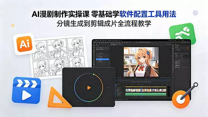AI漫剧制作实操课 零基础学软件配置工具用法 分镜生成到剪辑成片全流程教学 - 52网创-52网创
