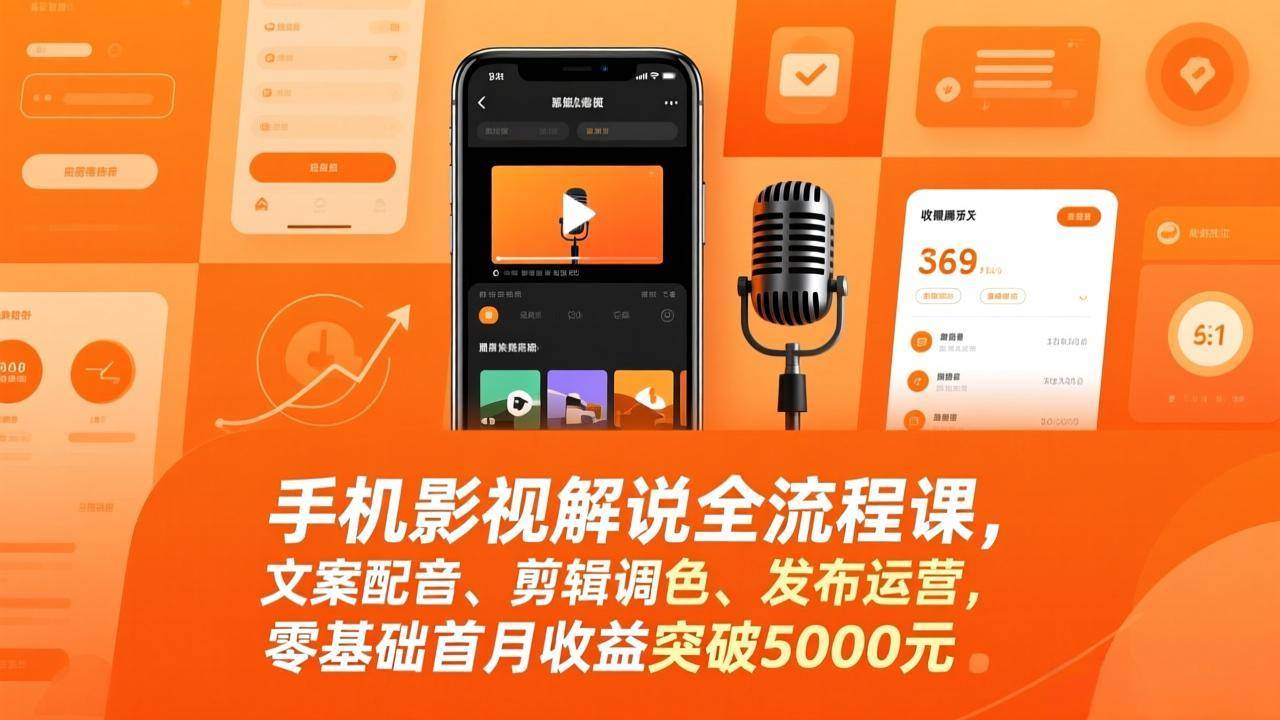 （17391期）手机影视解说全流程课，文案配音、剪辑调色、发布运营，零基础首月收益突破5000元 - 52网创-52网创