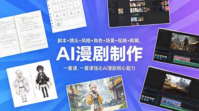 （18734期）剧本+镜头+风格+角色+场景+视频+剪辑，一套课强化AI漫剧核心能力 - 52网创-52网创