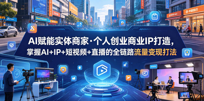 AI赋能实体商家·个人创业商业IP打造，掌握AI+IP+短视频+直播的全链路流量变现打法 - 52网创-52网创