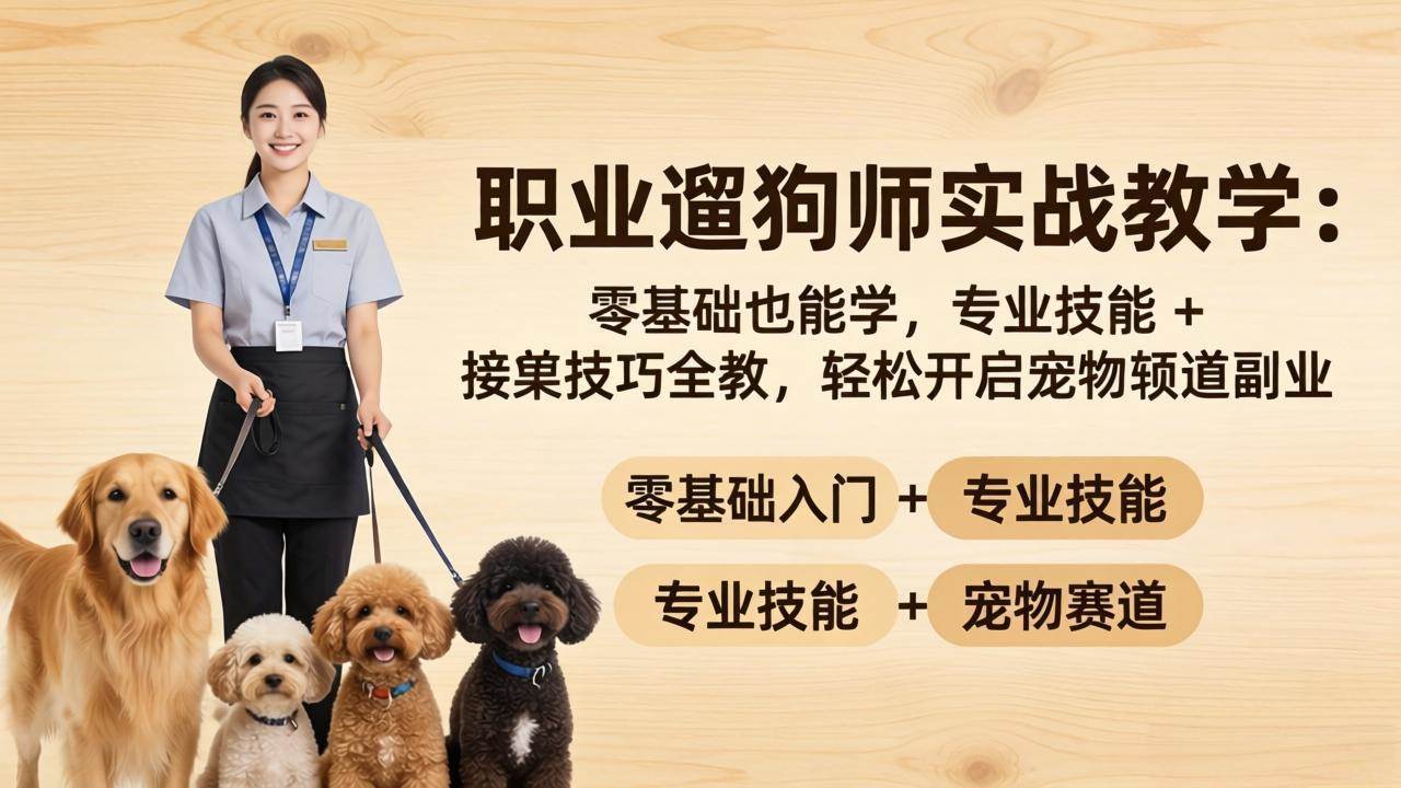 （18115期）职业遛狗师实战教学：零基础也能学，专业技能 + 接单技巧全教，轻松开启宠物赛道副业 - 52网创-52网创