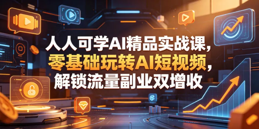 人人可学AI精品实战课，零基础玩转AI短视频，解锁流量副业双增收 - 52网创-52网创