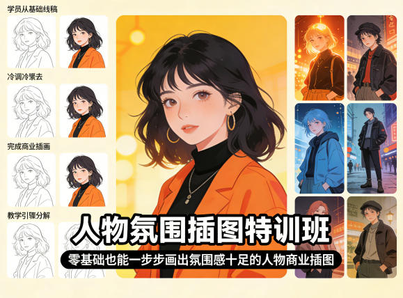人物氛围插图特训班,零基础也能一步步画出氛围感十足的人物商业插图 人物氛围插图特训班,零基础也能一步步画出氛围感十足的人物商业插图