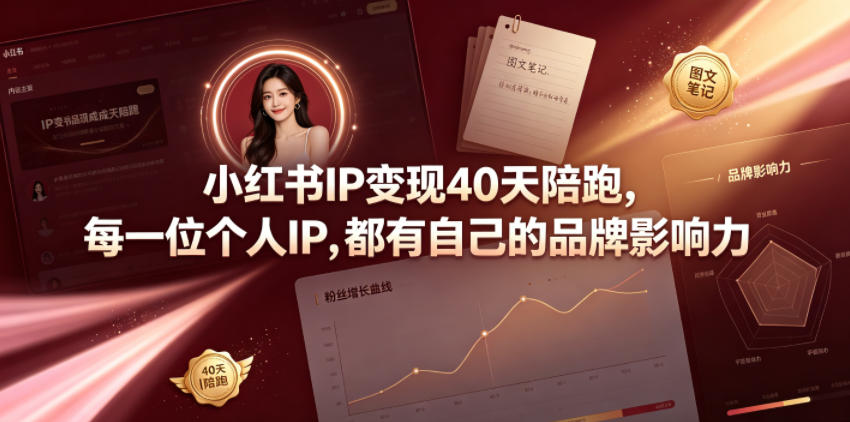 小红书IP变现40天陪跑，每一位个人IP，都有自己的品牌影响力 - 52网创-52网创