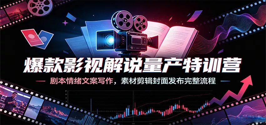 爆款影视解说量产特训营：剧本情绪文案写作，素材剪辑封面发布完整流程 - 52网创-52网创