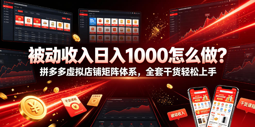 被动收入日入1000怎么做？拼多多虚拟店铺矩阵体系，全套干货轻松上手【揭秘】 - 52网创-52网创