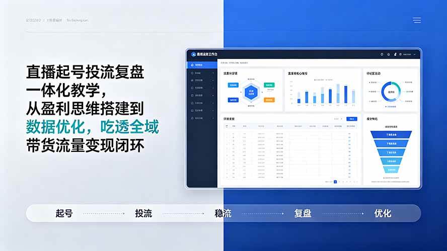 （19241期）直播起号投流复盘一体化教学，从盈利思维搭建到数据优化，吃透全域带货流量变现闭环 - 52网创-52网创