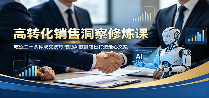 高转化销售洞察修炼课：吃透二十余种成交技巧，借助AI赋能轻松打造走心文案 - 52网创-52网创
