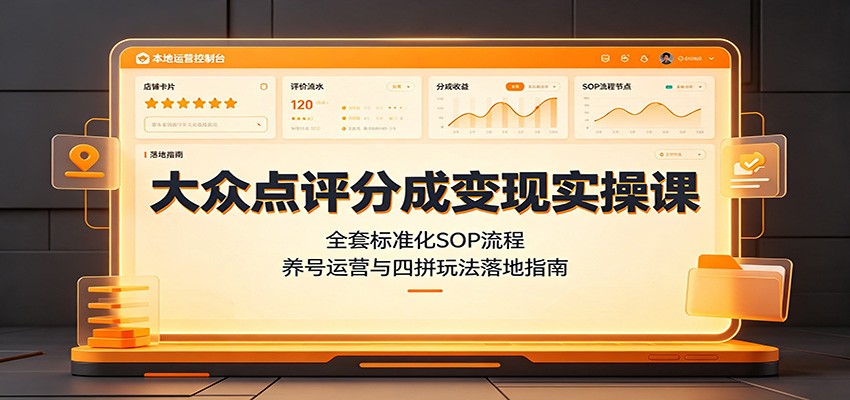 大众点评分成变现实操课：全套标准化SOP流程，养号运营与四拼玩法落地指南 - 52网创-52网创