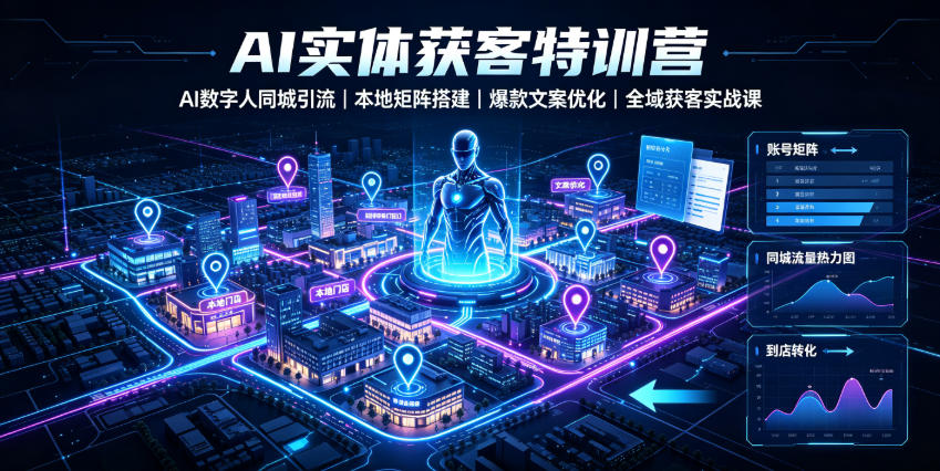 AI实体获客特训营｜AI数字人同城引流、本地矩阵搭建、爆款文案优化全域获客实战课-52网创