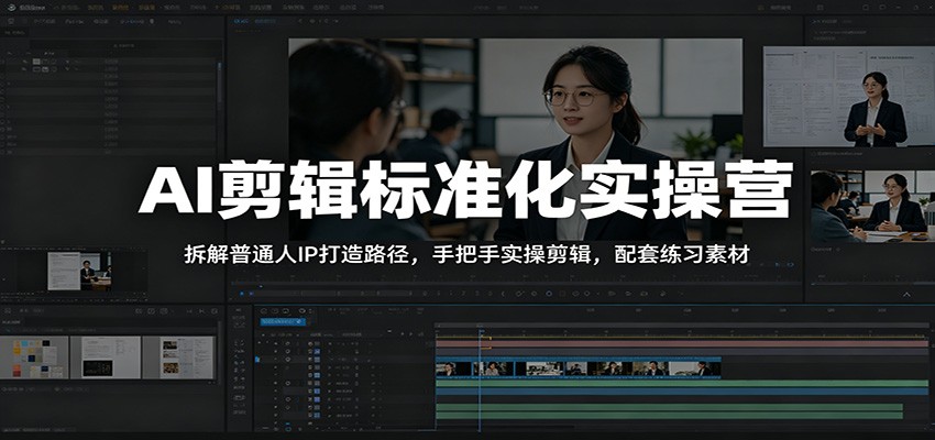 AI剪辑标准化实操营：拆解普通人IP打造路径，手把手实操剪辑，配套练习素材 - 52网创-52网创