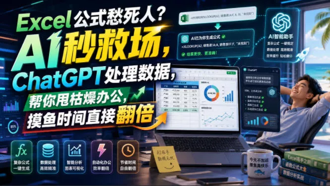 Excel公式愁死人？AI秒救场，ChatGPT处理数据，帮你甩枯燥办公，摸鱼时间直接翻倍【原创双语字幕】 - 52网创-52网创