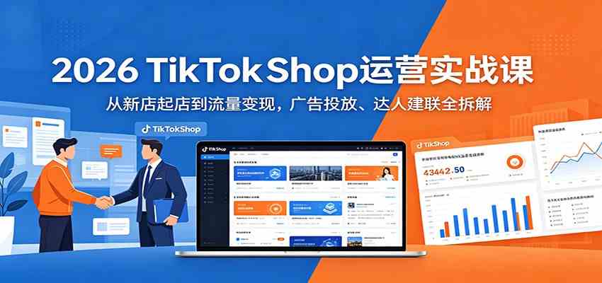 2026 TikTokShop运营实战课：从新店起店到流量变现，广告投放、达人建联全拆解 - 52网创-52网创