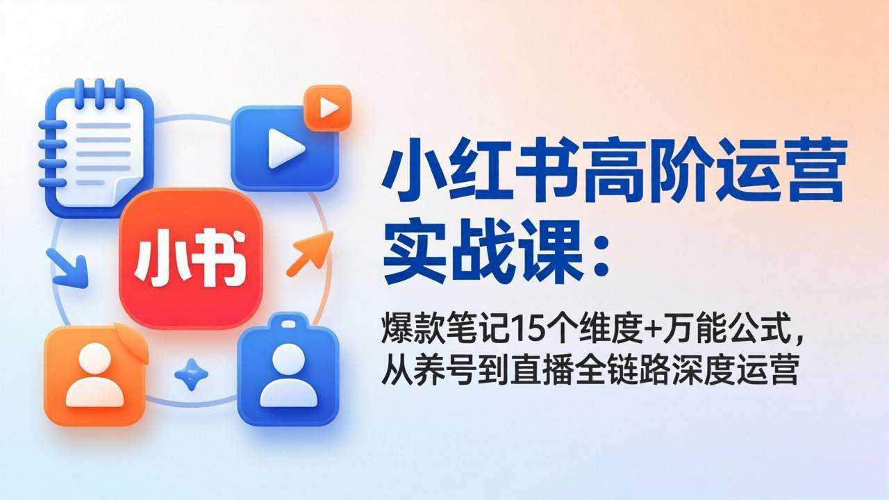 （17844期）小红书高阶运营实战课：爆款笔记15个维度+万能公式，从养号到直播全链路深度运营 - 52网创-52网创