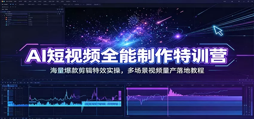 AI短视频全能制作特训营：海量爆款剪辑特效实操，多场景视频量产落地教程 - 52网创-52网创
